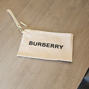 Burberry Cream Logo Wristlet Pouch
